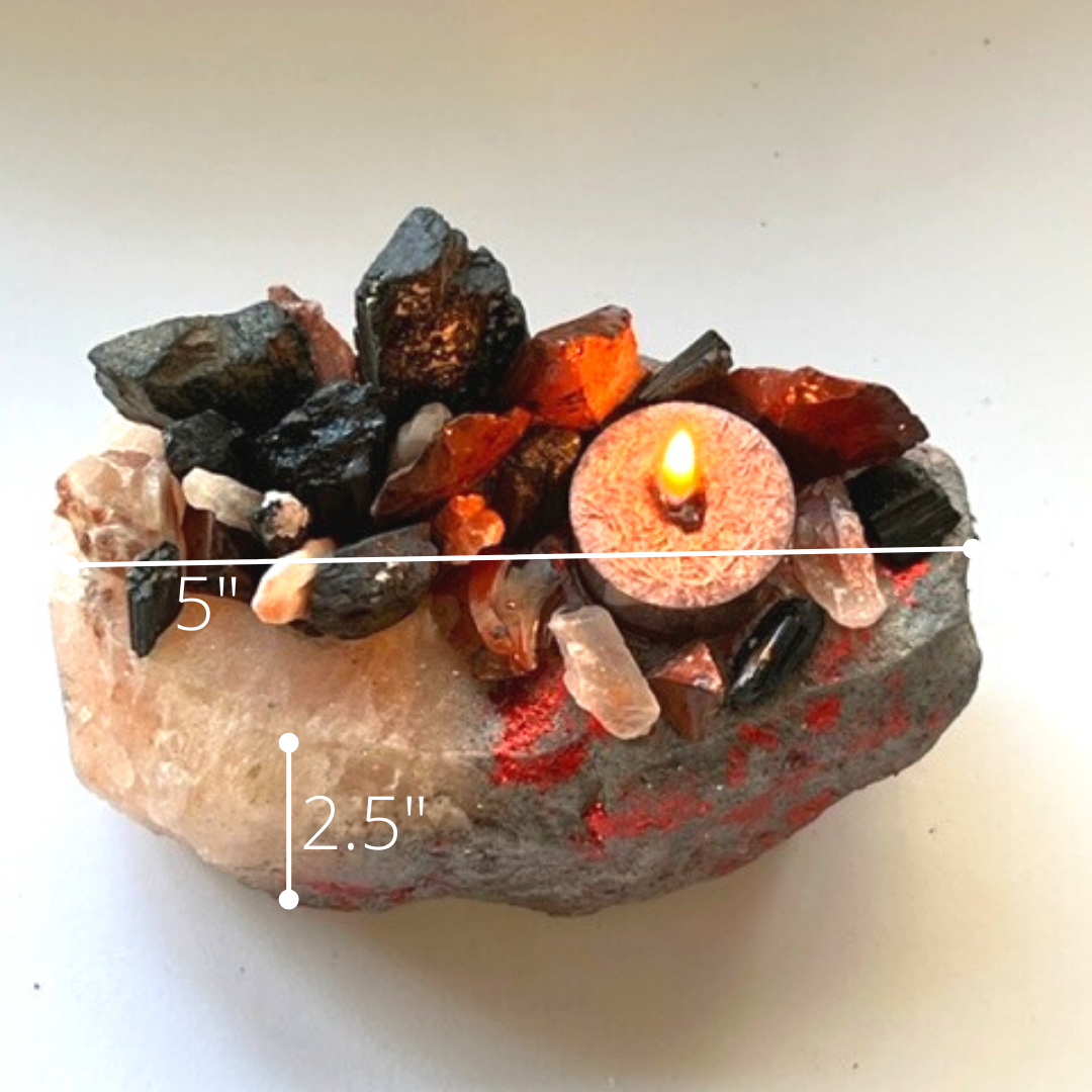 Tourmaline-Opal-Obsidian - Kat & Gio Aromatherapy Crystal Gemstone Candles 