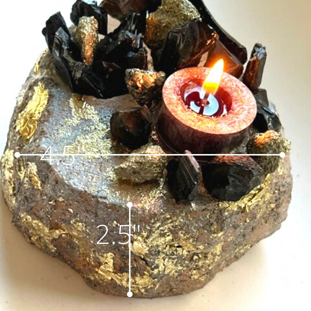 Pyrite - Tourmaline - Onyx - Kat & Gio Aromatherapy Crystal Gemstone Candles 