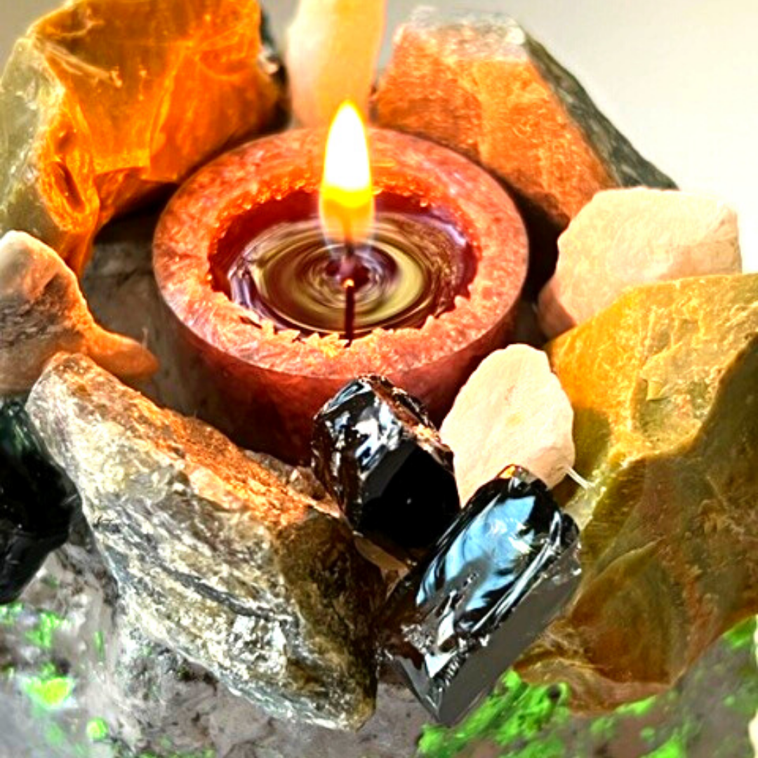 Green Opal - Rhyolite - Kat & Gio Aromatherapy Crystal Gemstone Candles 