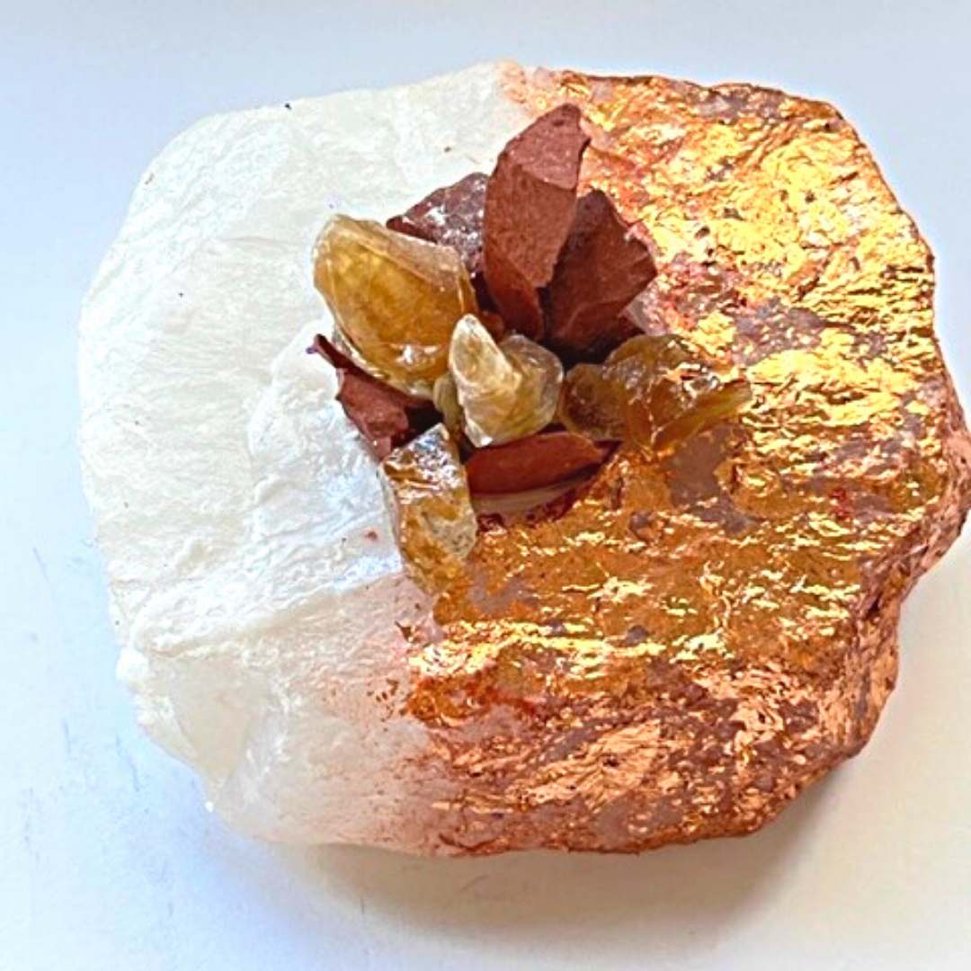 WHITE QUARTZ  Jasper+Calcite - Kat & Gio Aromatherapy Crystal Gemstone Candles 