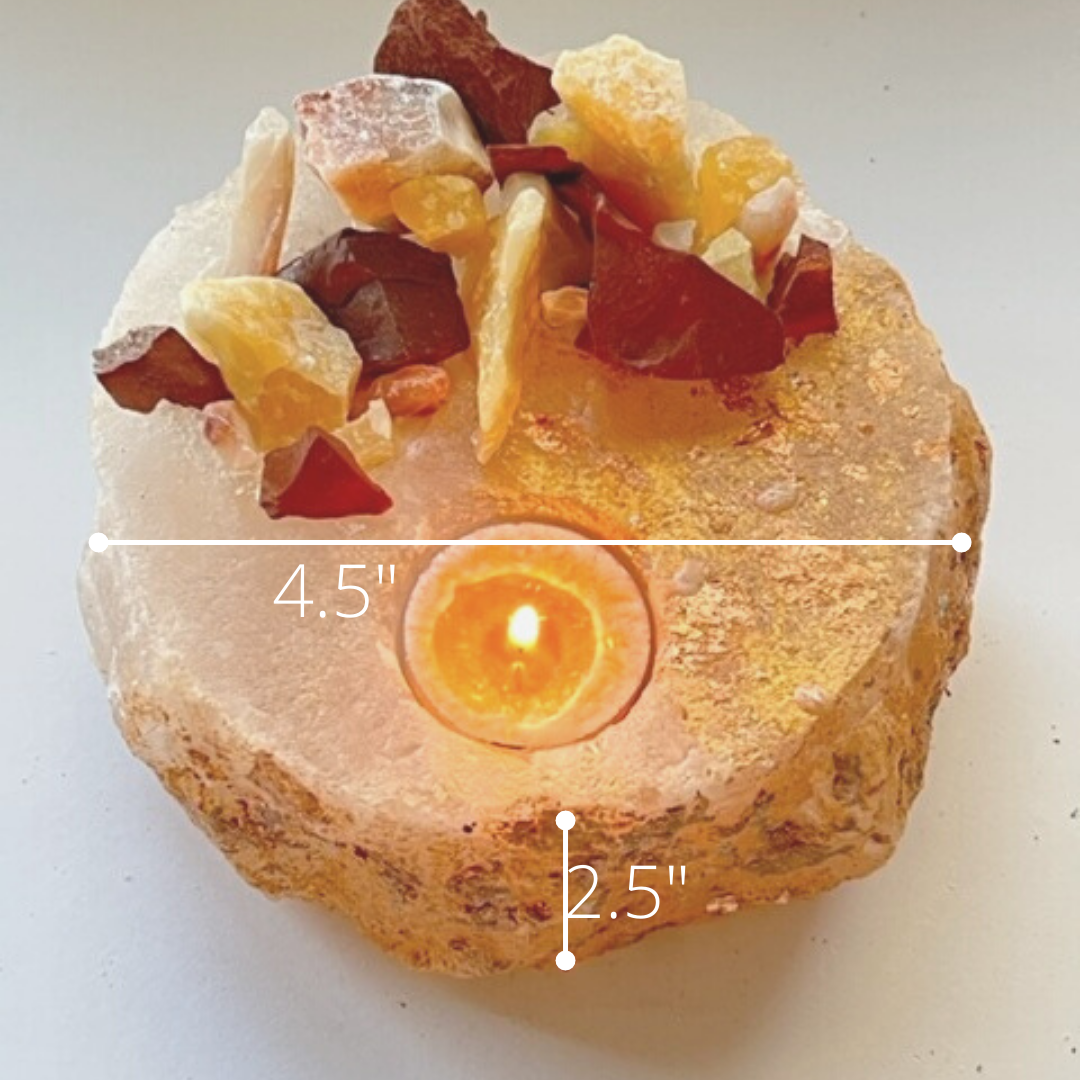 Calcite-Jasper-Fire Quartz - Kat & Gio Aromatherapy Crystal Gemstone Candles 