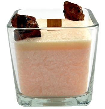 Luxury Scented Aromatherapy Candle fragranced with pure essential oils, natural palm wax with Mahogany Obsidian Healing crystals. Ideal for Chakra healing, mindfulness, spirituality, positive energy, for a balanced grounded life. Hand poured in small batches in Winnipeg Canada