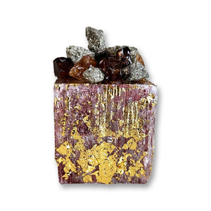 NATURAL SELENITE  Pyrite+Calcite - Kat & Gio Aromatherapy Crystal Gemstone Candles 