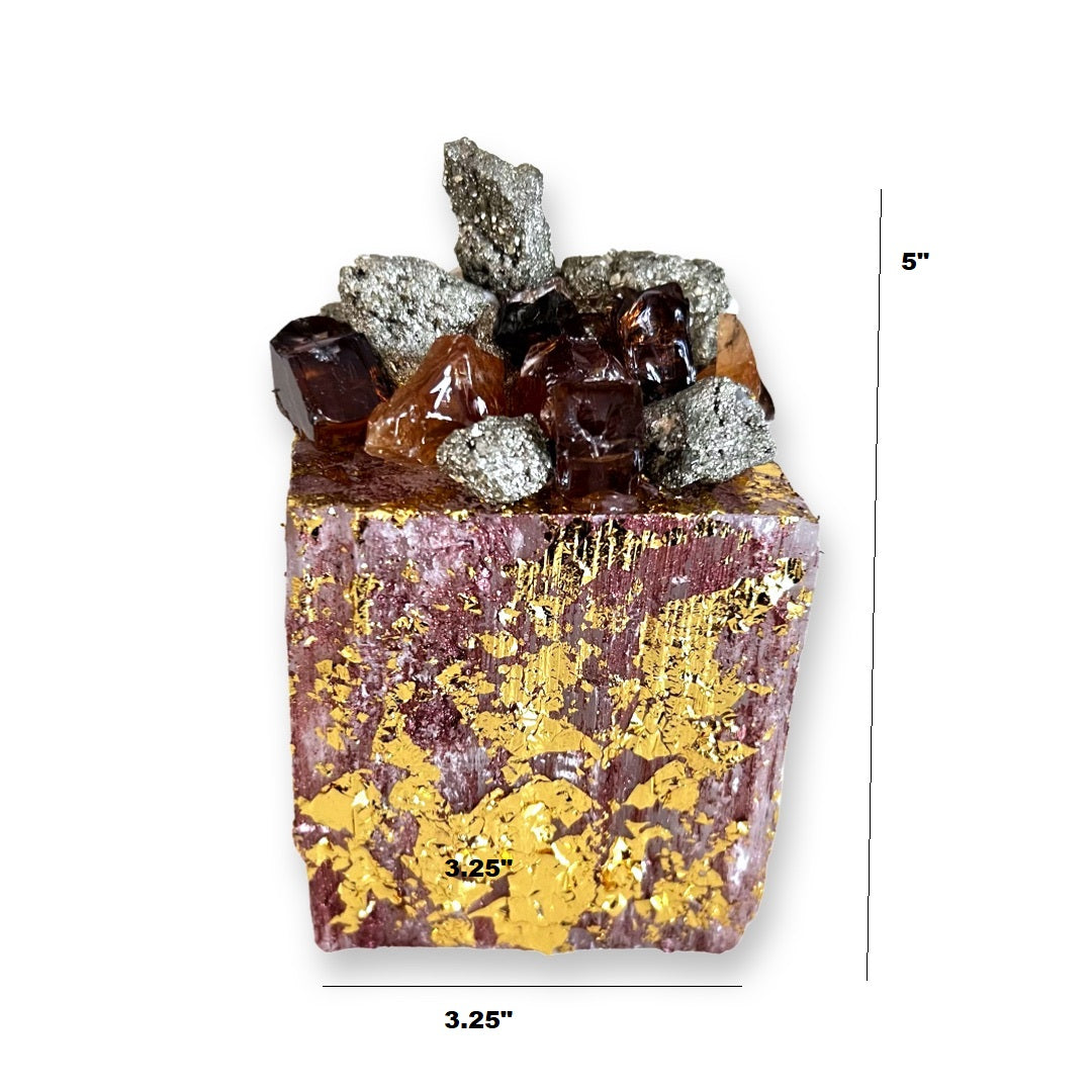 NATURAL SELENITE  Pyrite+Calcite - Kat & Gio Aromatherapy Crystal Gemstone Candles 